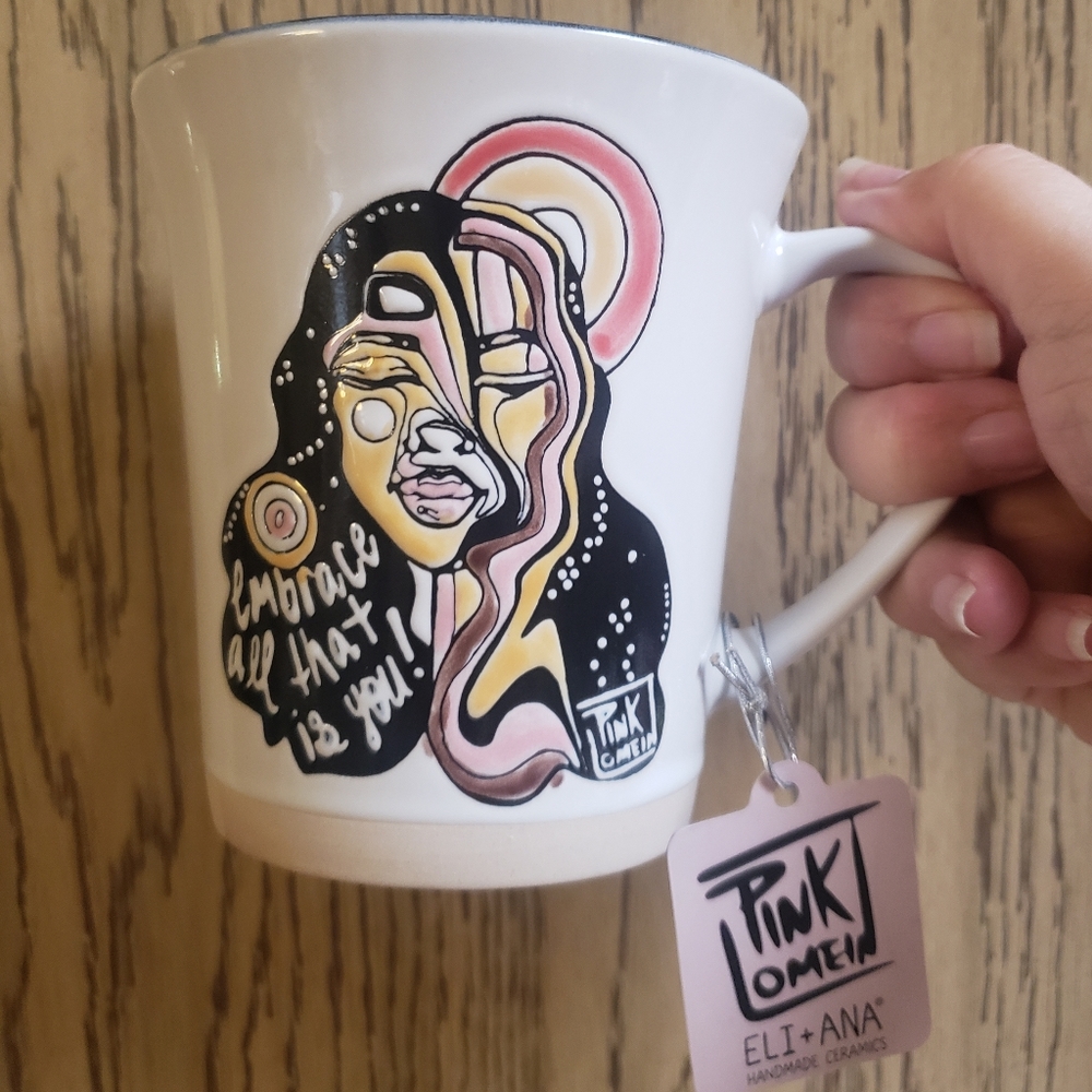 Pink Lomein x Eli + Ana Mug Black Heritage Female Art Embrace All That Is You